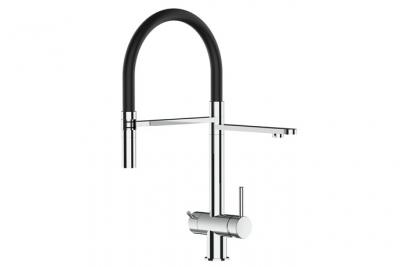 VIZIO Robinet de cuisine 3 voies en acier inox chirurgical poli - douche 2jets d&eacute;tachable VZFX018102