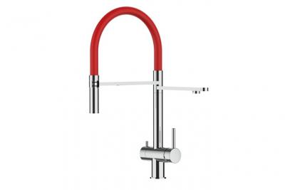 VIZIO Robinet de cuisine 3 voies en acier inox chirurgical poli - douche 2jets d&eacute;tachable VZFX018103