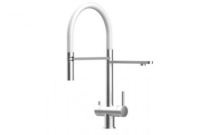 VIZIO Robinet de cuisine 3 voies en acier inox chirurgical bross&eacute; - douche 2jets d&eacute;tachable VZFX018181