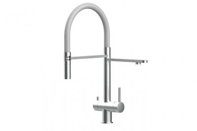 VIZIO Robinet de cuisine 3 voies en acier inox chirurgical bross&eacute; - douche 2jets d&eacute;tachable VZFX018188