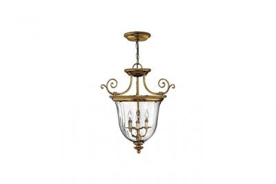 HINKLEY Suspension Cambridge, laiton et verre, 3 ampoules, petite