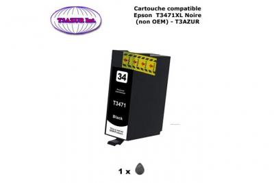  T34XL Cartouche compatible Epson T3471 T34 XL pour Epson WF3720DWF WF3725DWF Noire - T3AZUR 