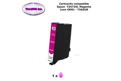  T34XL Cartouche compatible Epson T3473 T34 XL pour Epson WF3720DWF WF3725DWF Magenta - T3AZUR 