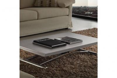 Table basse relevable extensible lift wood gris b&eacute;ton 110 x 70 cm