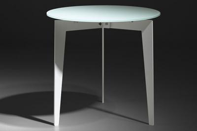 Table basse ronde DALLAS en verre d&eacute;poli blanc blanc Metal Inside75