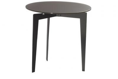 Table basse ronde DALLAS en verre d&eacute;poli noir noir Metal Inside75
