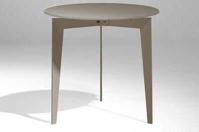 Table basse ronde DALLAS en verre d&eacute;poli taupe - Verre Inside75