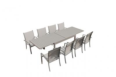 AVRIL PARIS Table de jardin 8 places en aluminium argent