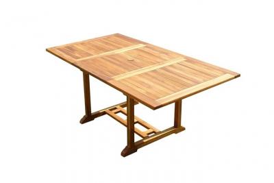 C&L JARDIN Table Rectangulaire En Teck Aspect Huil&eacute; Sidan L.120-180 P.100 Cm