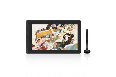 HUION Tablette graphique Kamvas 16 Stylet sans batterie 10 touches avec c&acirc;ble de type C complet, 15,6 pouces (bleu) 