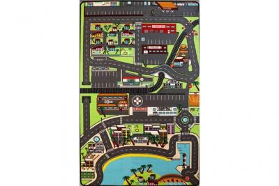 TAPITOM Tapis enfant - Circuit de voitures dans la ville - 130 x 200 cm