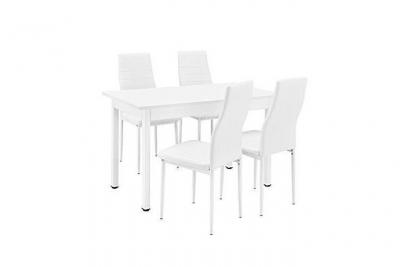 [en.casa] Table de Salle &agrave; Manger Blanc 120 x 60 cm avec 4 chaises Blanc