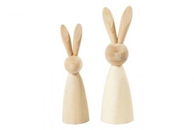 Lapins en bois - 14 cm et 12 cm - 2 pcs