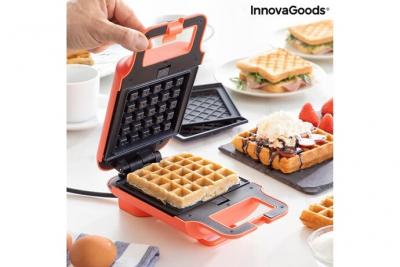 INNOVAGOODS  Gaufrier et sandwich 2 en 1 avec recettes