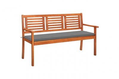 VIDAXL Banc De Jardin 3 Places Avec Coussin 150 Cm Bois D'eucalyptus 
