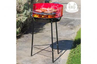 BIGBUY Barbecue &agrave; charbon de bois - Demi-ouvert - &Oslash;33 cm - Noir/Rouge