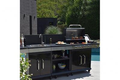 M&S M-s - Barbecue au gaz 4 br&ucirc;leurs et plancha, desserte et &eacute;vier - fidgi