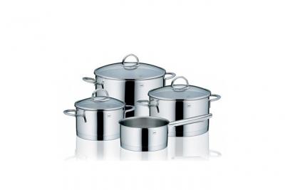 KELA Batterie de cuisine acier inoxydabe 18/10 4 pi&egrave;ces tous feux dont induction