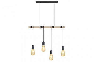 TOSEL Brooklyn - lustre bar bois naturel et noir 21168