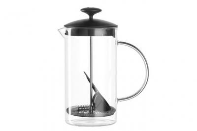 LEONARDO Cafeti&egrave;re &agrave; piston en verre transparent et PVC noir 1L CAFE 