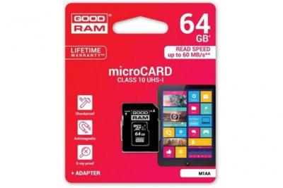 GOODRAM Good ram carte m&eacute;moire micro sdhc 64 go classe 10 uhs-i + adaptateur