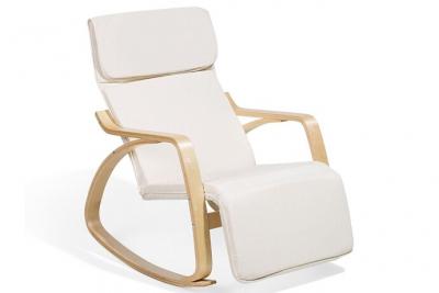 BELIANI Fauteuil &Agrave; Bascule Weston Tissu Cr&egrave;me