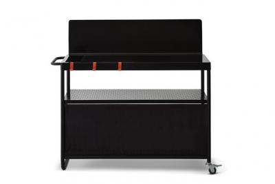 BRASERO Chariot pour plancha Infinite 100 - - Desserte ext&eacute;rieur - 3 niveaux de rangement - Cr&eacute;dence anti-vent