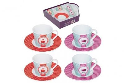 GOURMANDISE Coffret 4 tasses &agrave; caf&eacute; Mini d&eacute;lices