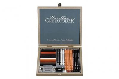 BREVILLIER S CRETACOLOR Coffret &agrave; dessin bois Passion - 25 pi&egrave;ces