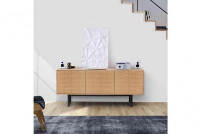 Terre de Nuit Commode 3 portes ch&ecirc;ne avec imprim&eacute; chevron - CO0076