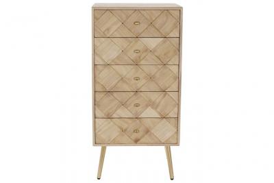 Commode en bois Paulownia avec 5 tiroirs - Largeur 45 x Hauteur 93 x Profondeur 35cm - marque