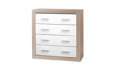 Commode / meuble de rangement de 3 tiroirs coloris Chene Cambrian / Blanc - Longueur 94 x profondeur 35 x hauteur 78 cm -- 