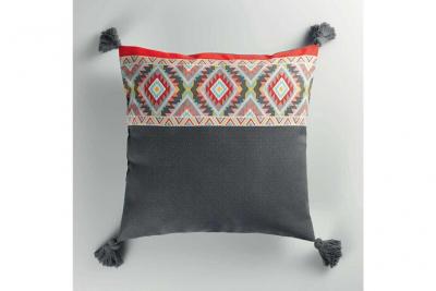 Paris Prix Aztec Pompons - 40x40 cm Gris