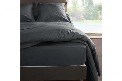 LABELLISM Drap housse percale M&eacute;line 2 LABELISSIM - Gris Ardoise - 180 x 200 cm