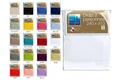 DECO DE MAISON Drap Plat 100 % Coton Grand Teint Cotoval 240x310