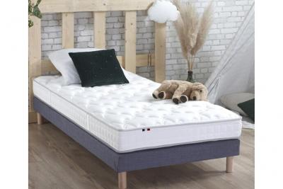  Ensemble matelas 100% latex5 zones sommier bleu 90x200