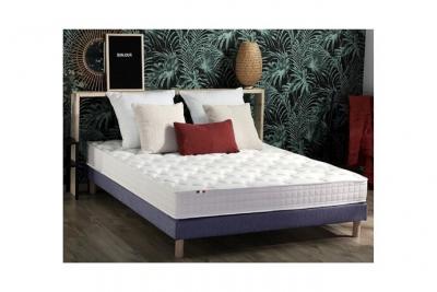 IDLITERIE Ensemble matelas m&eacute;moire de forme sommier bleu 140x190