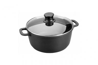 LACOR  25828 Faitout Fonte d'Aluminium Forte avec Couvercle Verre Diam&egrave;tre: 28 cm