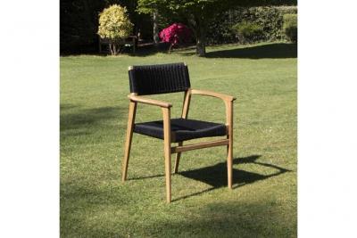 BERAH GETAH Fauteuil de jardin en teck massif et cordage noirESTHER