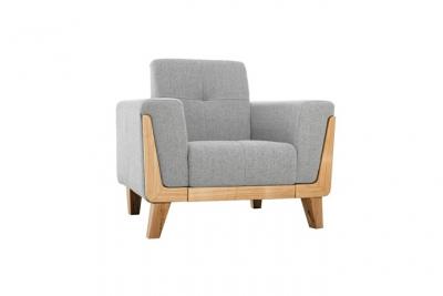 MILIBOO Fauteuil scandinave en tissu gris et bois clair FJORD L87xP75xH78.5