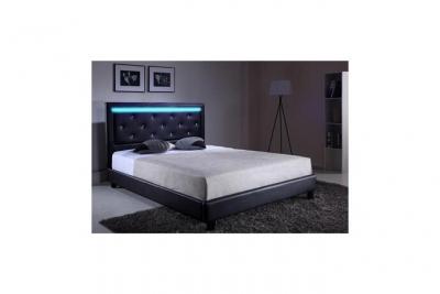 BA&Iuml;TA Filip Lit &agrave; LED, Bois, Noir, 140x190