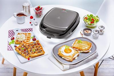 TEFAL gaufrier &eacute;lectrique 2 en 1 pour gaufres et des sandwichs 700W gris noir 