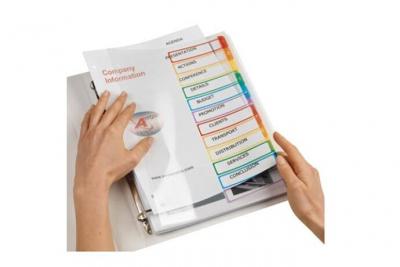 AVERY  - 5260501 - 1 jeu intercalaires polypro perfor&eacute;es blanc touches assorties readyindex (sommaire personnalisable). a4. impre 