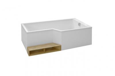 Baignoire bain douche Neo, Acrylique renforc&eacute; Blanc brillant, 170 X 70/90 version droite