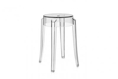 Kartell Charles Ghost, Tabouret Small, H. 46 cm, Cristal, Lot de 2