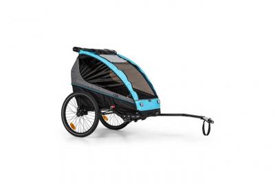KLARFIT Remorque de v&eacute;lo pour enfants  Kiddy King - 2 places - Noir & Bleu 