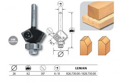 LEMAN  - M&egrave;che d'affleureuse 2 plaquettes Diam. 26 pente 30&deg; q.8 + guide - 828.730.00