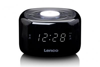LENCO Radio r&eacute;veil avec veilleuse CR-12  luminosit&eacute; r&eacute;glable noir 