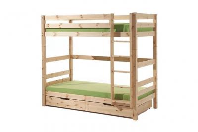 VIPACK Lit superpos&eacute; haut & 2 tiroirs de lit enfant ""pino"" 90x200cm naturel