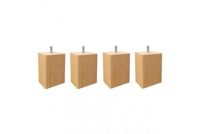 Lot de 4 pieds de meuble 10x7 carr&eacute; en bois de h&ecirc;tre - pieds de lit